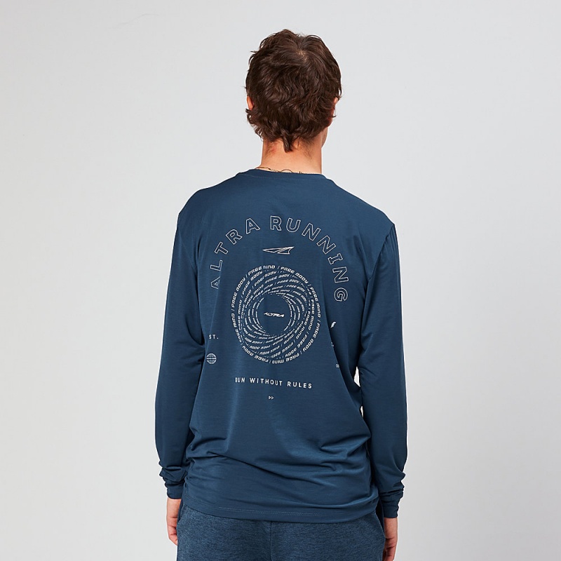 Altra EVERYDAY PERFORMANCE LONG SLEEVE T-Shirt Herre Mørkeblå | AL8920U47