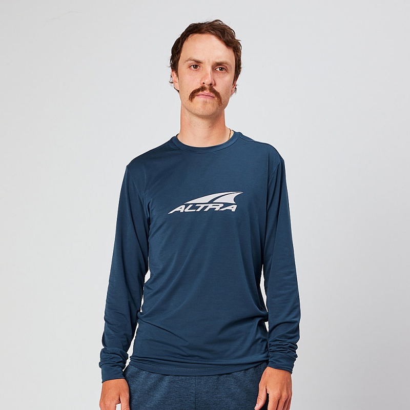 Altra EVERYDAY PERFORMANCE LONG SLEEVE T-Shirt Herre Mørkeblå | AL8920U47