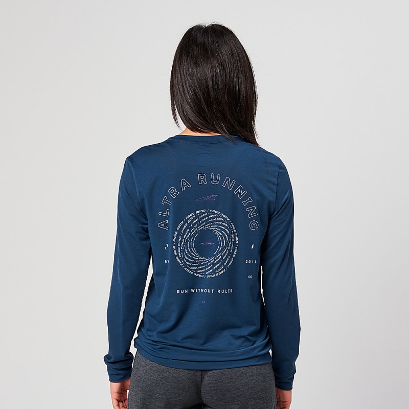 Altra EVERYDAY PERFORMANCE LONG SLEEVE T-Shirt Dame Mørkeblå | AL0219N23