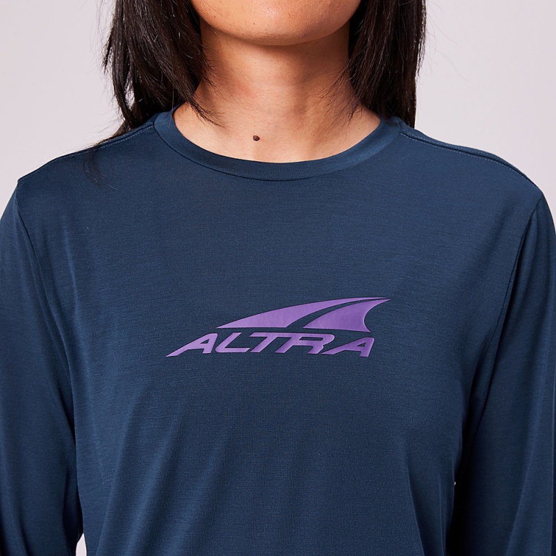 Altra EVERYDAY PERFORMANCE LONG SLEEVE T-Shirt Dame Mørkeblå | AL0219N23