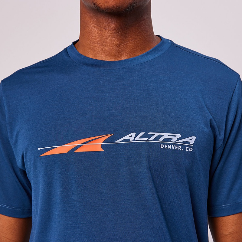 Altra EVERYDAY PERFORMANCE SHORT SLEEVE T-Shirt Herre Mørkeblå | AL5123D25