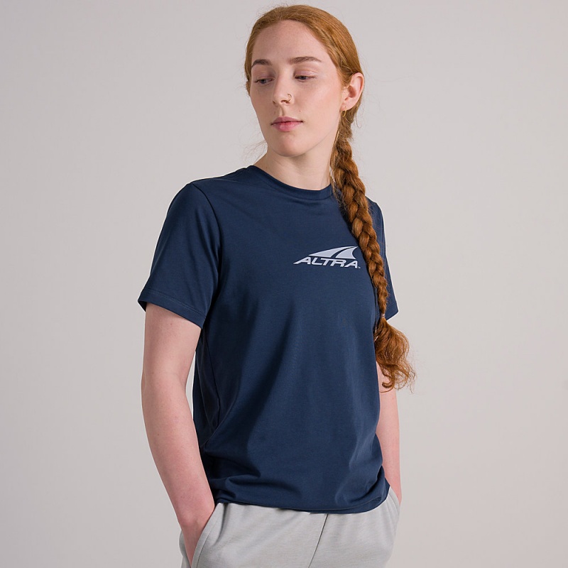 Altra EVERYDAY RECYCLED TEE T-Shirt Dame Blå | AL4038H61